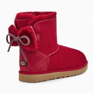 classic double bow mini ugg red